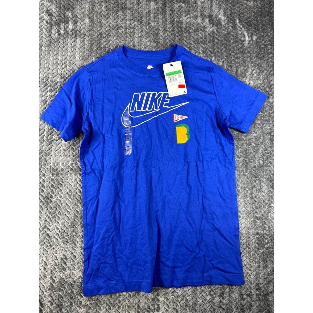 Nike Amplify T Shirt Boys XL Blue Ribbon Swoosh Graphic Print Cotton DR9671